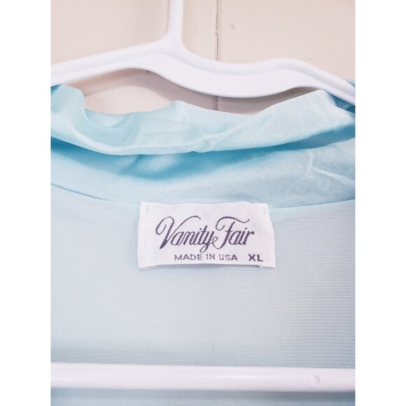 Vtg Vanity Fair Women XL House Coat Robe Lightweight Blue Floral Embroidery - Picture 5 of 5